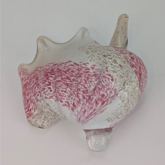 Hand Blown Glass Sea Shell Iris Bohemia Art Glass Czech Republic Pink Gold Coast - Picture 4 of 12